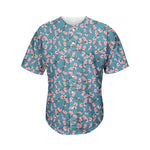Pink Cherry Blossom Pattern Print Men's Baseball Jersey