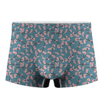 Pink Cherry Blossom Pattern Print Men's Boxer Briefs