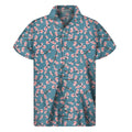 Pink Cherry Blossom Pattern Print Men's Short Sleeve Shirt
