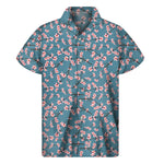 Pink Cherry Blossom Pattern Print Men's Short Sleeve Shirt