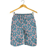 Pink Cherry Blossom Pattern Print Men's Shorts