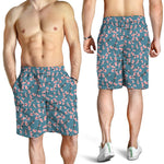 Pink Cherry Blossom Pattern Print Men's Shorts