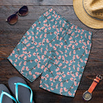 Pink Cherry Blossom Pattern Print Men's Shorts