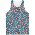Pink Cherry Blossom Pattern Print Men's Tank Top