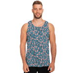 Pink Cherry Blossom Pattern Print Men's Tank Top