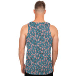 Pink Cherry Blossom Pattern Print Men's Tank Top