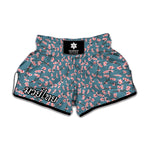 Pink Cherry Blossom Pattern Print Muay Thai Boxing Shorts