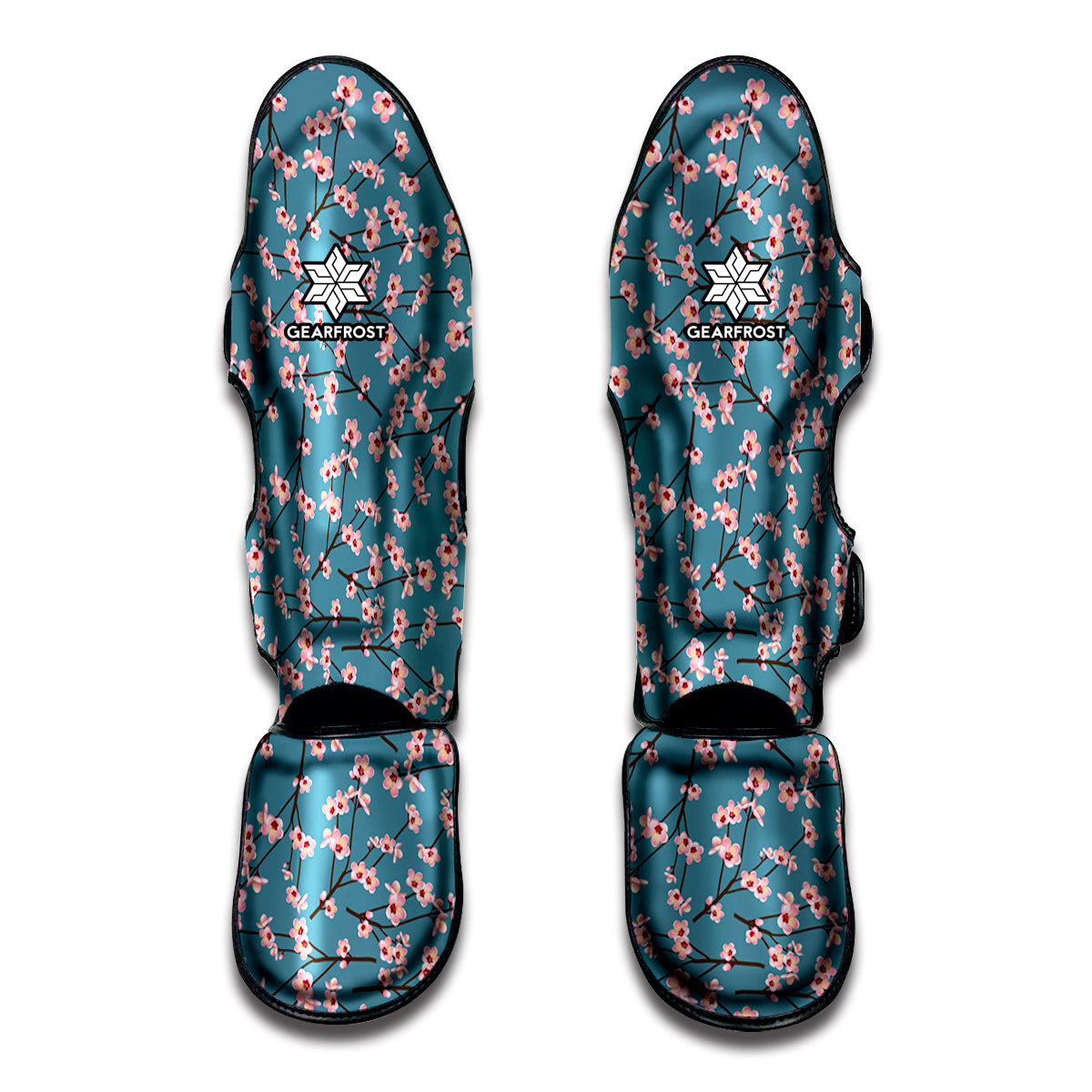 Pink Cherry Blossom Pattern Print Muay Thai Shin Guard