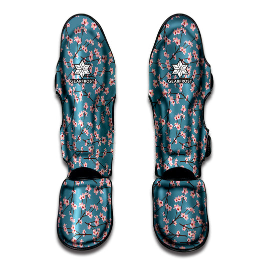 Pink Cherry Blossom Pattern Print Muay Thai Shin Guard