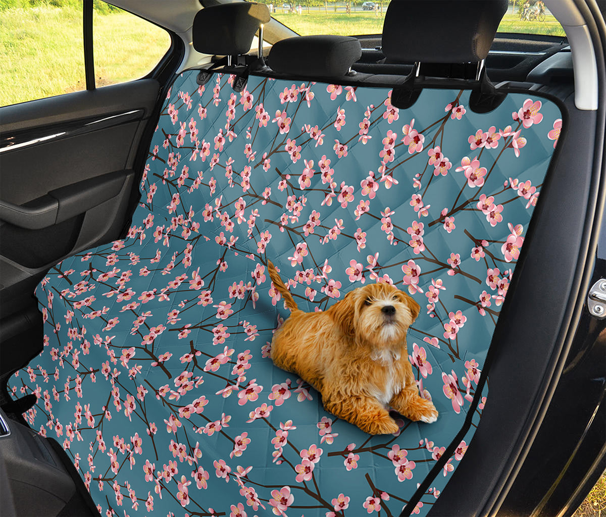 Pink Cherry Blossom Pattern Print Pet Car Back Seat Cover