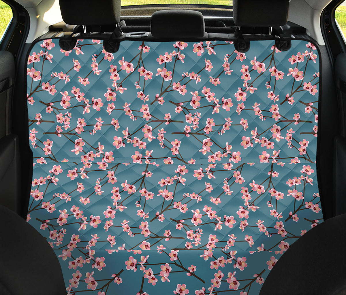 Pink Cherry Blossom Pattern Print Pet Car Back Seat Cover
