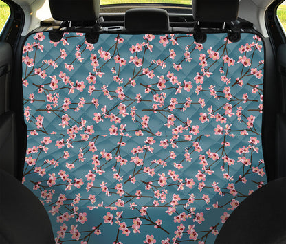 Pink Cherry Blossom Pattern Print Pet Car Back Seat Cover