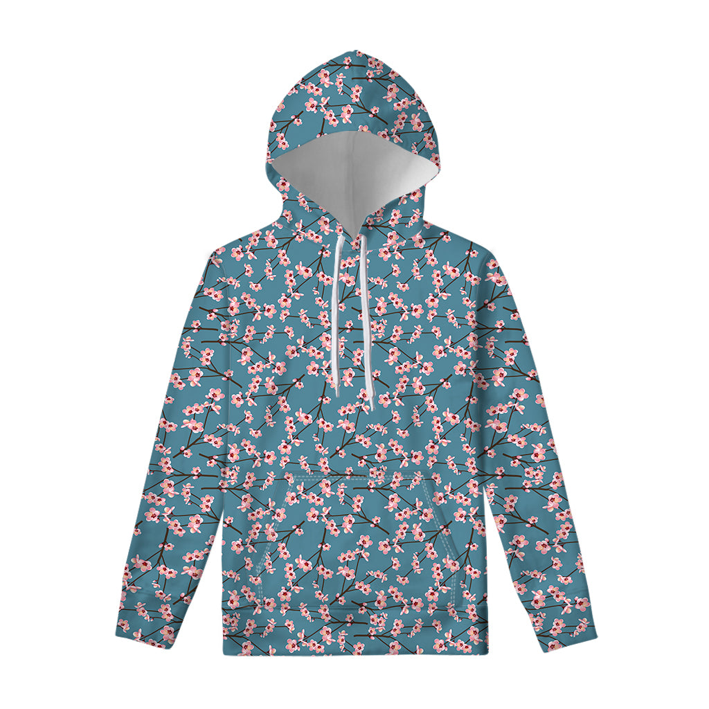 Pink Cherry Blossom Pattern Print Pullover Hoodie