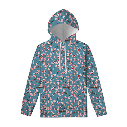 Pink Cherry Blossom Pattern Print Pullover Hoodie