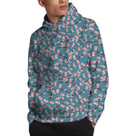 Pink Cherry Blossom Pattern Print Pullover Hoodie