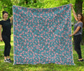Pink Cherry Blossom Pattern Print Quilt