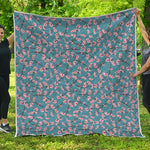 Pink Cherry Blossom Pattern Print Quilt