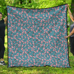 Pink Cherry Blossom Pattern Print Quilt