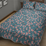 Pink Cherry Blossom Pattern Print Quilt Bed Set