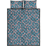 Pink Cherry Blossom Pattern Print Quilt Bed Set