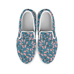 Pink Cherry Blossom Pattern Print White Slip On Shoes