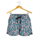 Pink Cherry Blossom Pattern Print Women's Shorts