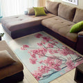 Pink Cherry Blossom Print Floor Mat