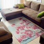 Pink Cherry Blossom Print Area Rug