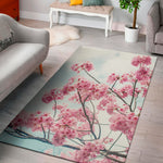 Pink Cherry Blossom Print Area Rug