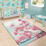 Pink Cherry Blossom Print Area Rug