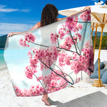 Pink Cherry Blossom Print Beach Sarong Wrap