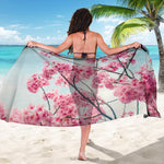 Pink Cherry Blossom Print Beach Sarong Wrap