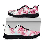 Pink Cherry Blossom Print Black Sneakers