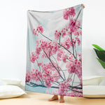 Pink Cherry Blossom Print Blanket