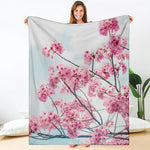 Pink Cherry Blossom Print Blanket