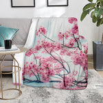 Pink Cherry Blossom Print Blanket