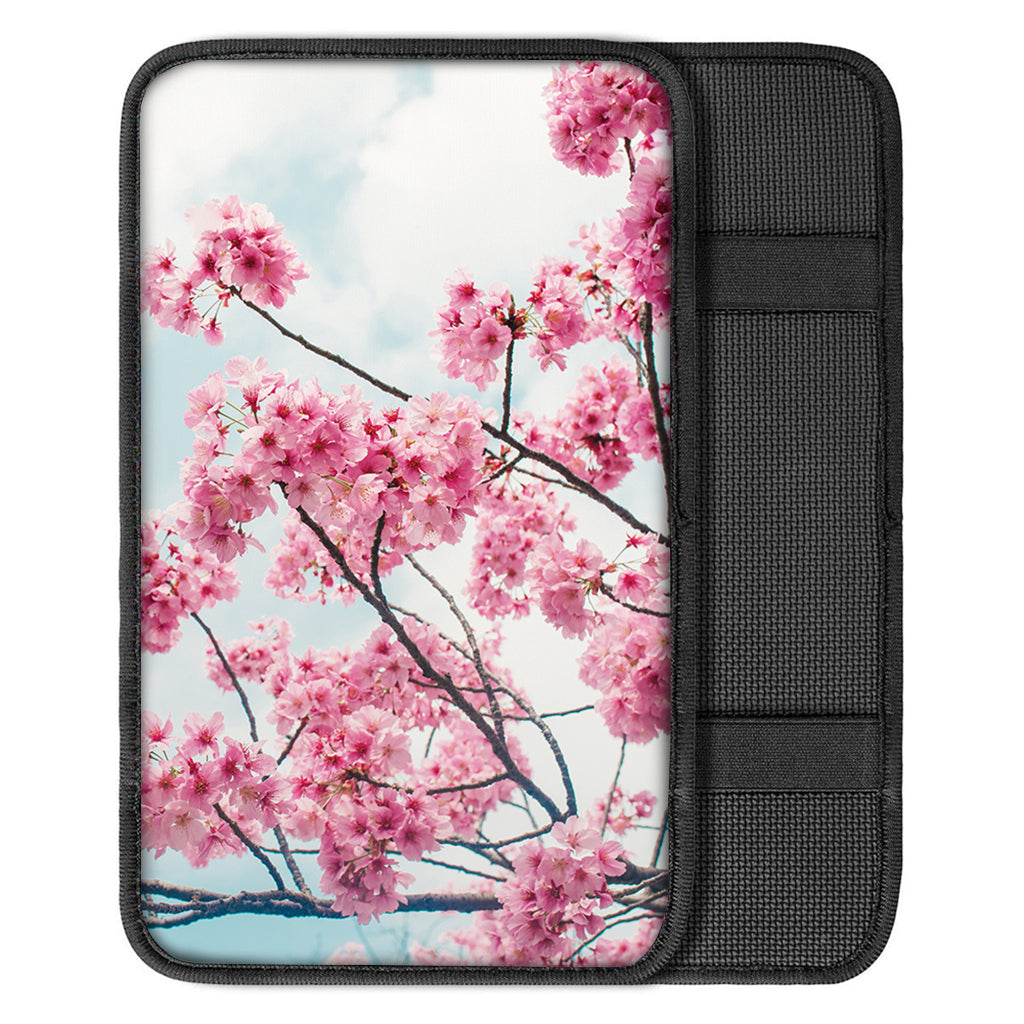 Pink Cherry Blossom Print Car Center Console Cover