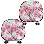 Pink Cherry Blossom Print Car Headrest Covers