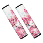 Pink Cherry Blossom Print Car Seat Belt Covers