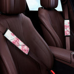 Pink Cherry Blossom Print Car Seat Belt Covers