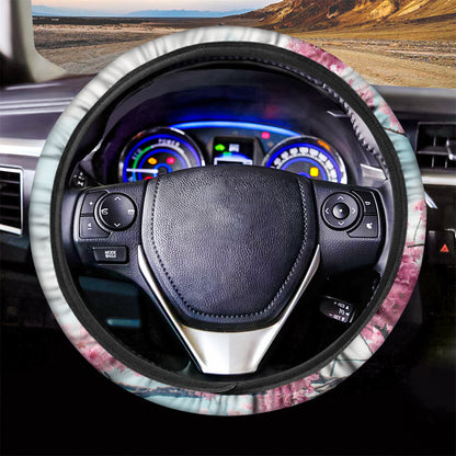 Pink Cherry Blossom Print Car Steering Wheel Cover