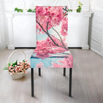 Pink Cherry Blossom Print Dining Chair Slipcover