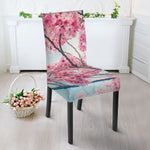Pink Cherry Blossom Print Dining Chair Slipcover