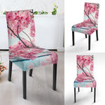 Pink Cherry Blossom Print Dining Chair Slipcover