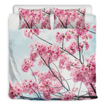Pink Cherry Blossom Print Duvet Cover Bedding Set