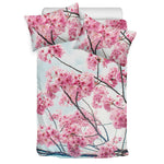 Pink Cherry Blossom Print Duvet Cover Bedding Set