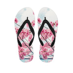 Pink Cherry Blossom Print Flip Flops