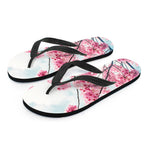 Pink Cherry Blossom Print Flip Flops