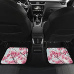 Pink Cherry Blossom Print Front and Back Car Floor Mats