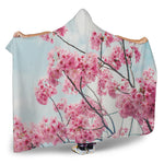 Pink Cherry Blossom Print Hooded Blanket
